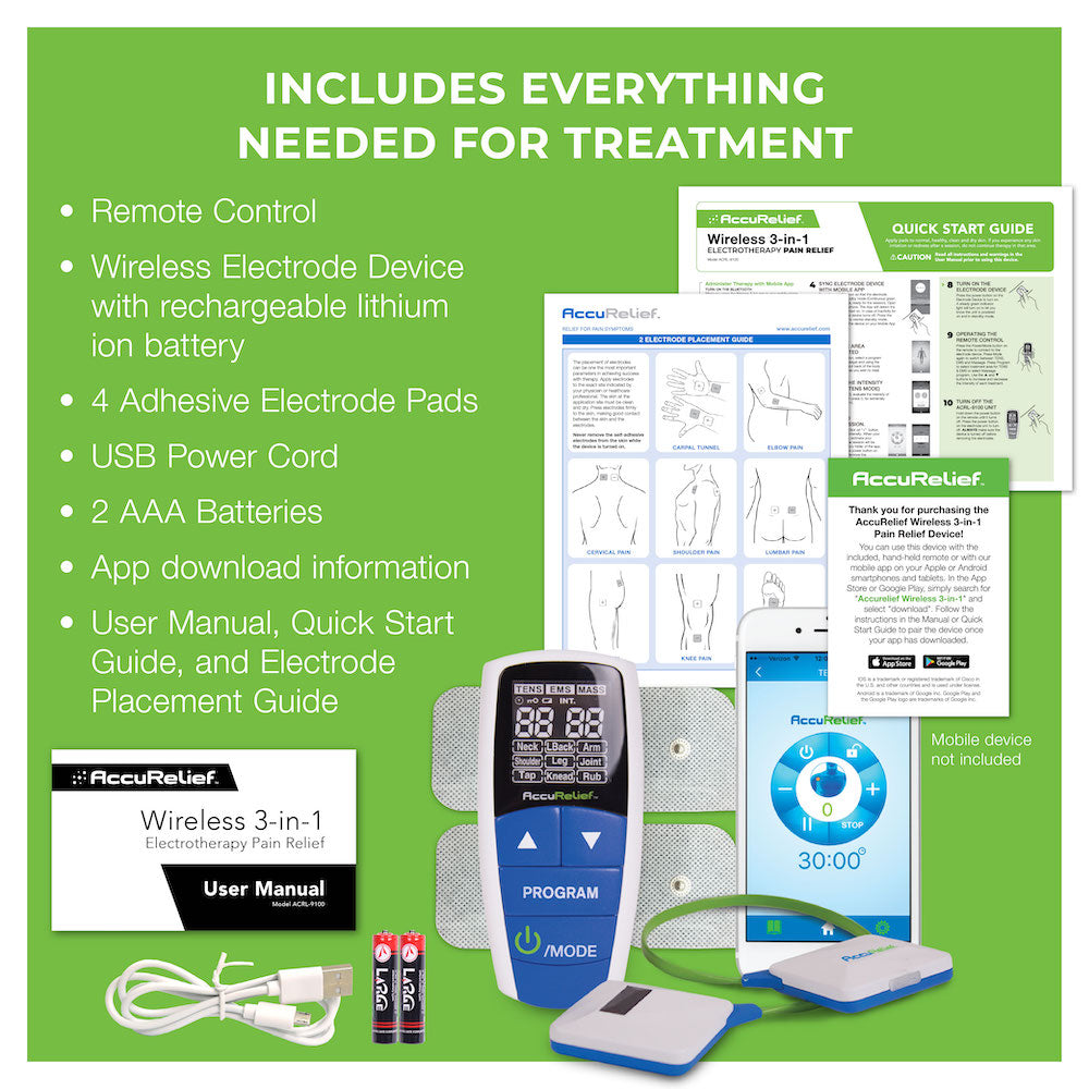 AccuRelief™ Wireless Pain Relief Device with Remote and Mobile App