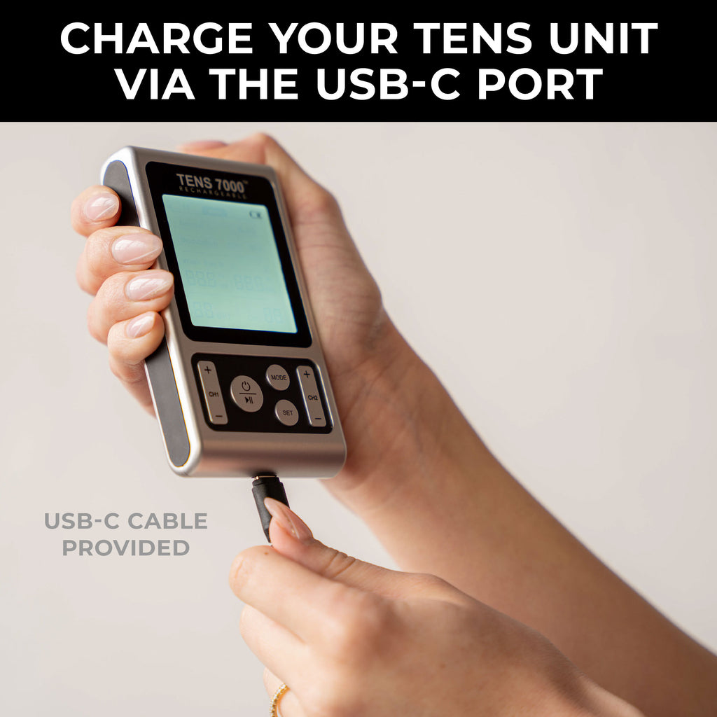 TENS 7000 Rechargeable TENS Unit Muscle Stimulator and Pain Relief Machine - TENS7000.com