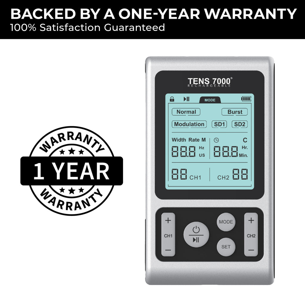 TENS 7000 Rechargeable TENS Unit Muscle Stimulator and Pain Relief Machine - TENS7000.com