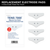 TENS 7000 migraine pain relief replacement electrode pads with packaging on a white background