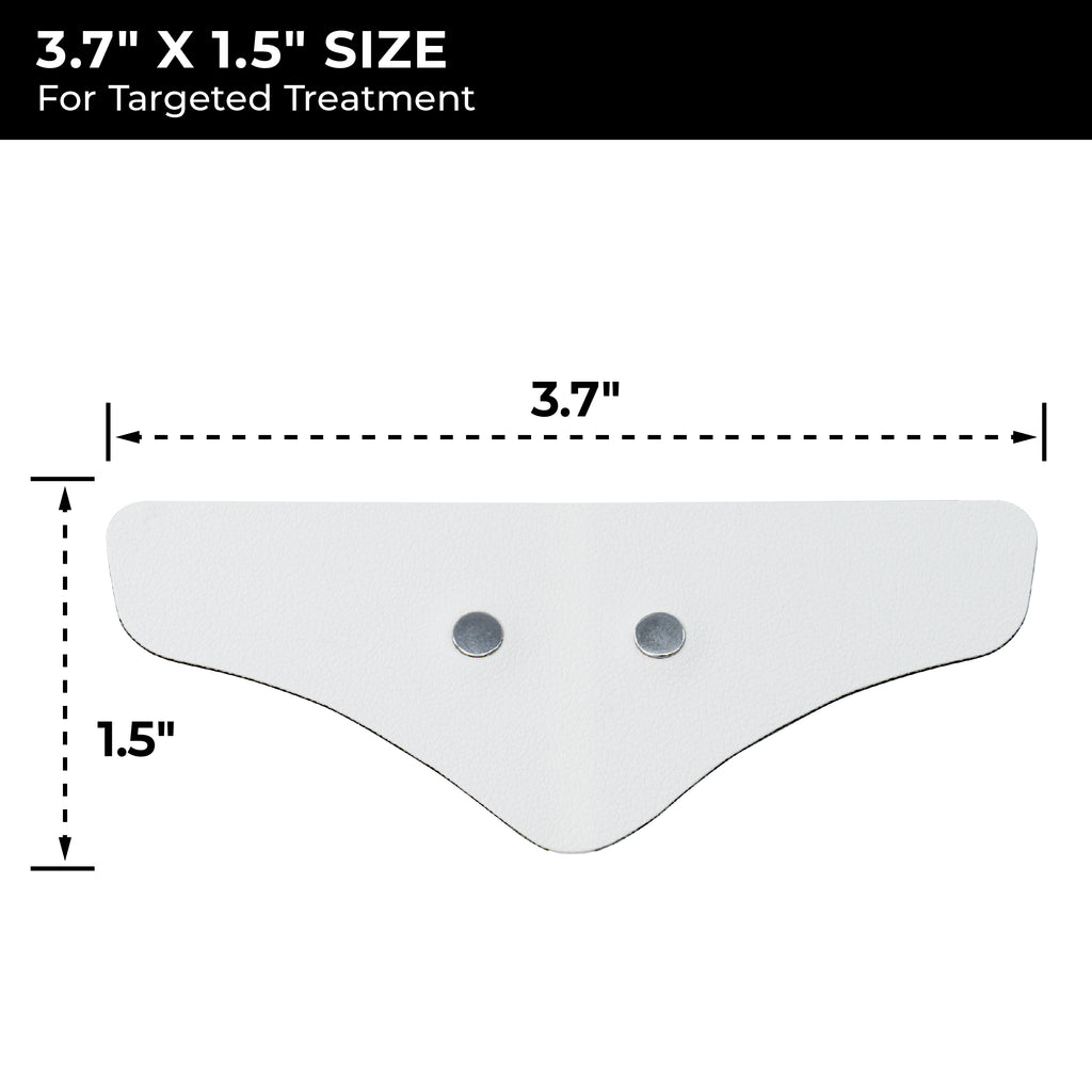 White patch with dimensions labeled for targeted treatment