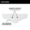 Electrode pad with magnetic contacts and self-adhesive gel on a white background