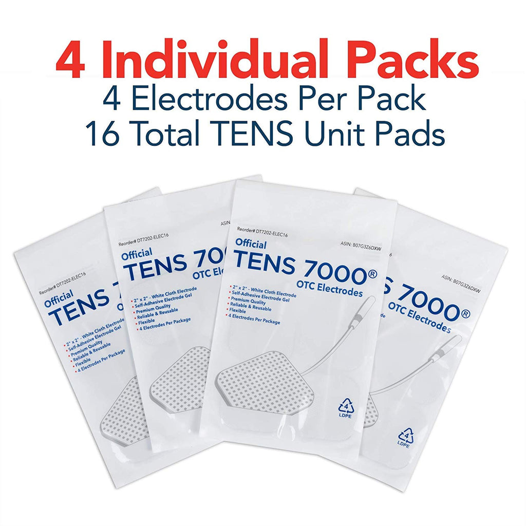 TENS 7000 Electrode Pads - 16/42 Pack - 2" x 2" Replacement Pads