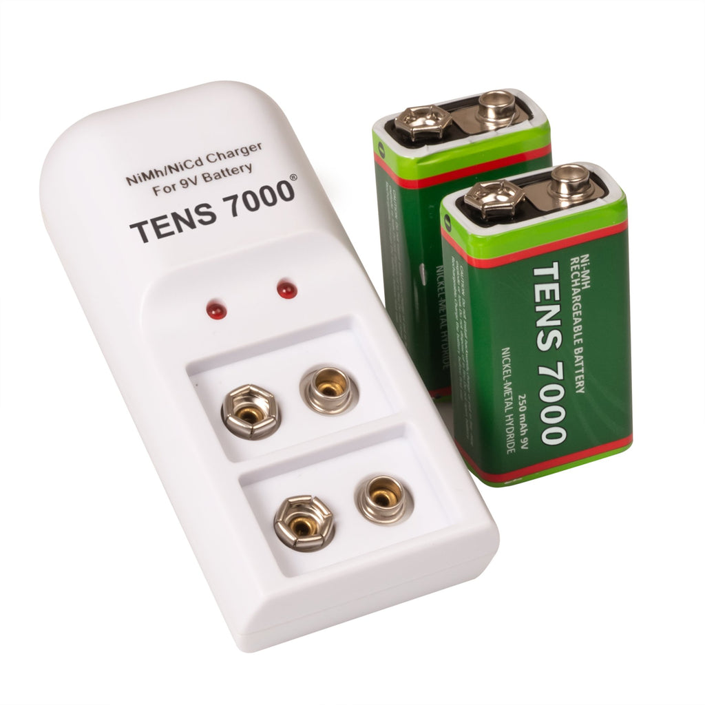 TENS 7000 Official Rechargeable 9v Batteries Kit