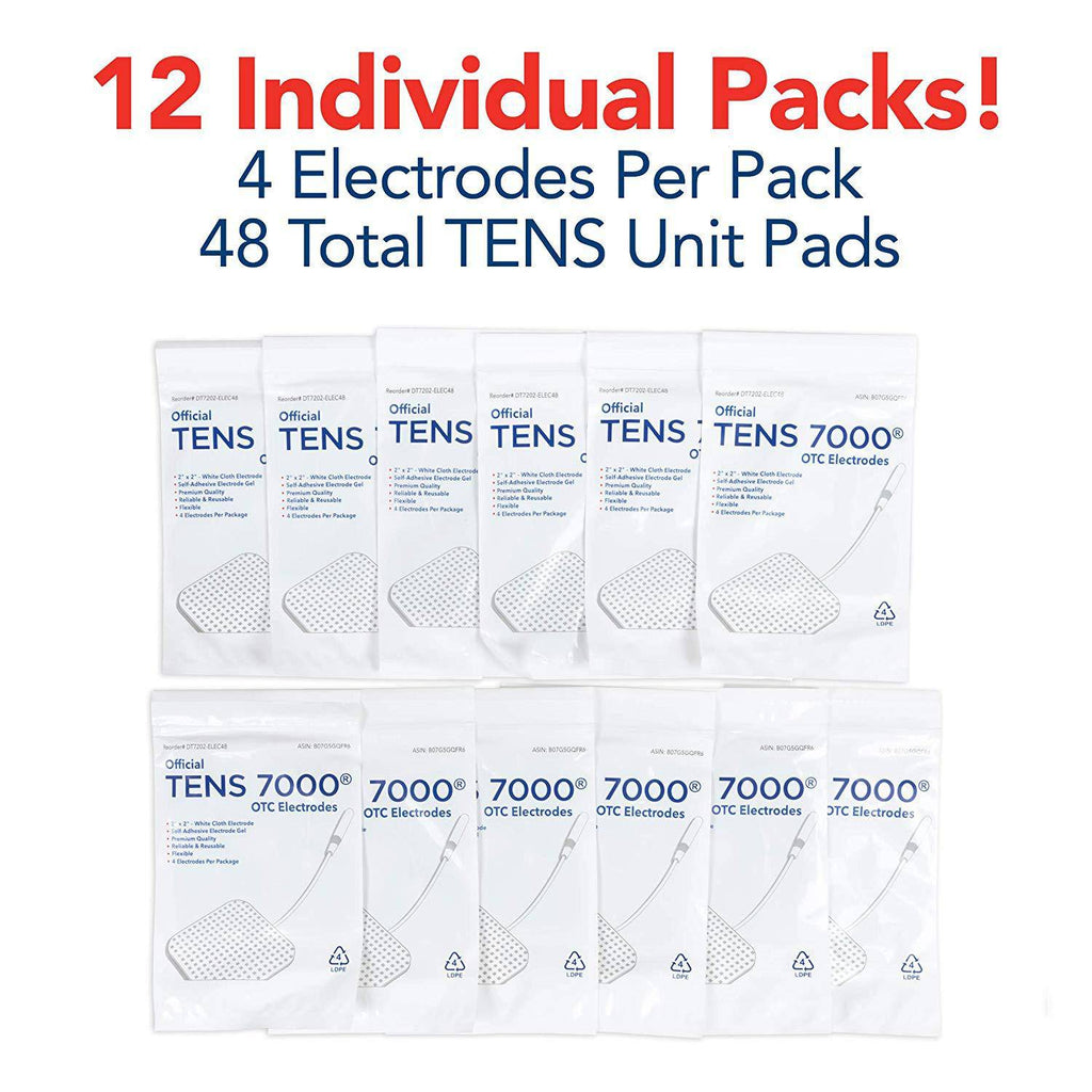 TENS 7000 Electrode Pads - 16/48 Pack - 2" x 2" Replacement Pads