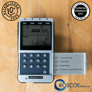 Roscoe Medical TENS Unit and EMS Muscle Stimulator, 4 Channel